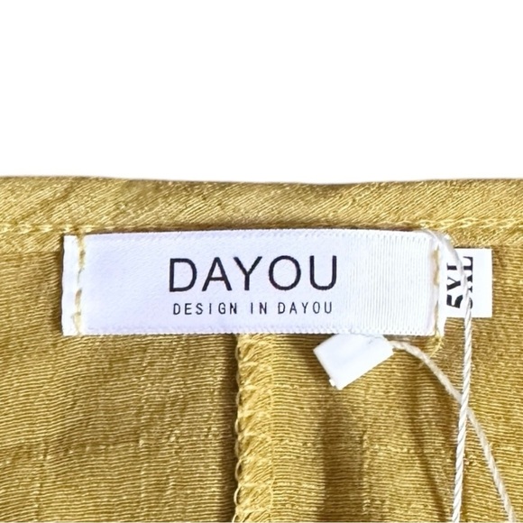 Dayou Boho Lagenlook Midi Dress 1X 2X NWT Mustard Yellow Layered Hem - Picture 8 of 8